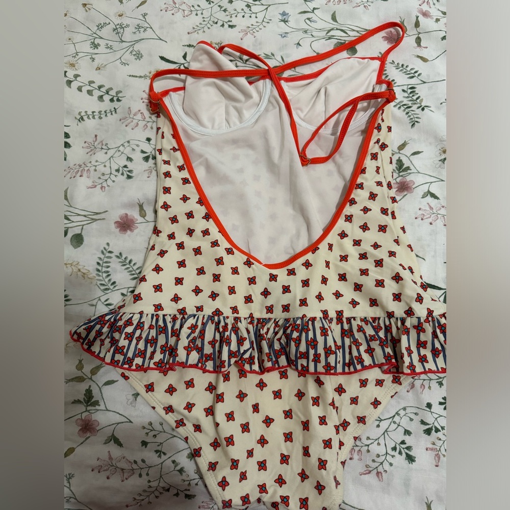MARC JACOBS Sz M White Floral Ruffled One Piece Underwire Chrissie Swimsuit $173 - Picture 4 of 5
